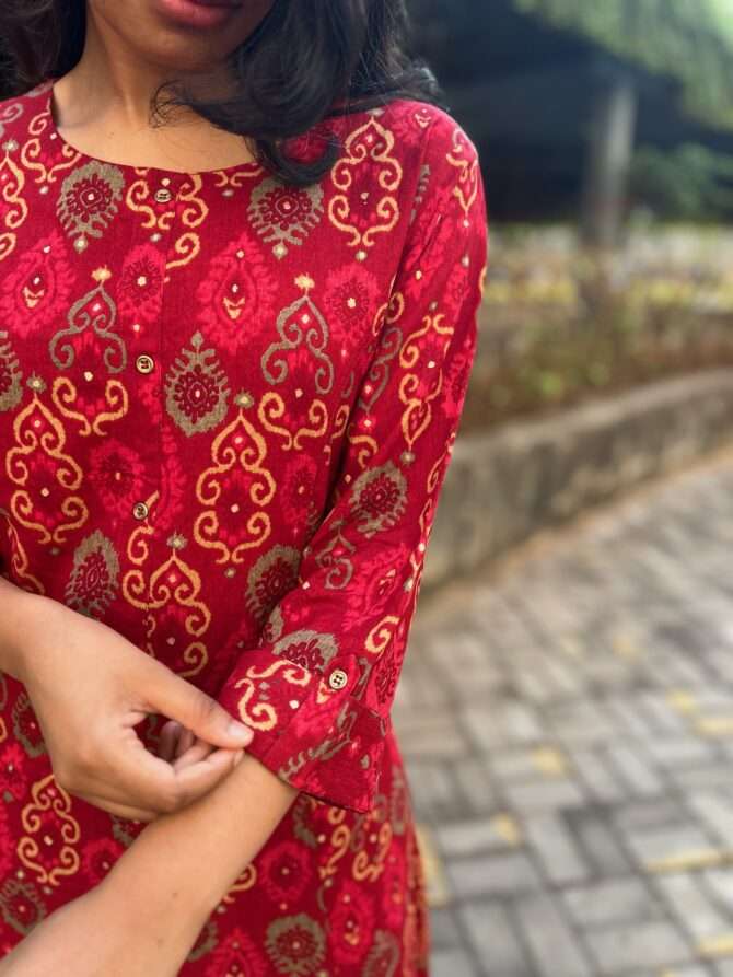 Ruby red kurta - Image 3