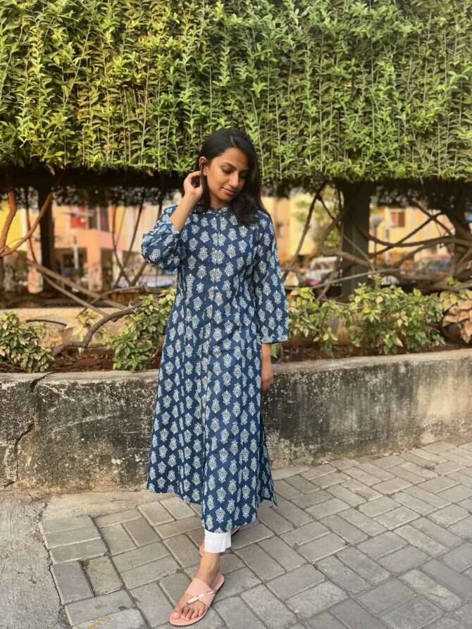 Printed cotton A-line Kurta