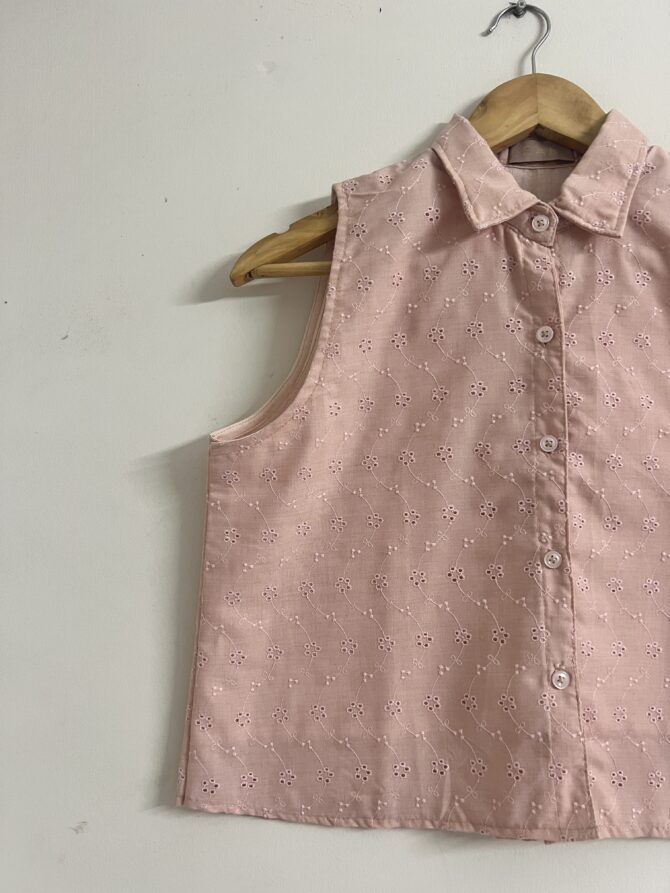 Pastel Pink Sleeveless Shirt - Image 3
