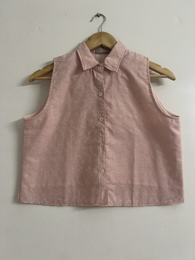 Pastel Pink Sleeveless Shirt - Image 2
