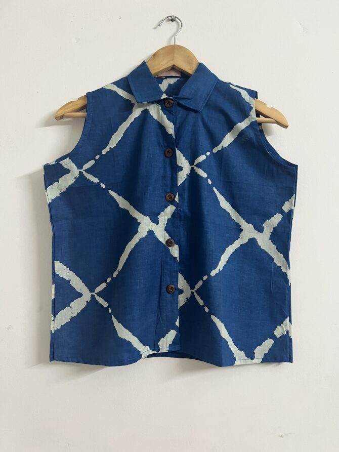 Indigo Sleeveless Shirt - Image 2