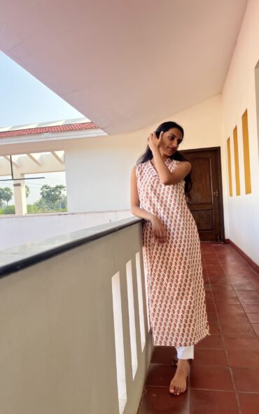 Printed Cotton Sleeveless Kurta