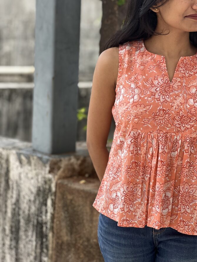 Tangerine Blush Peplum Top - Image 2