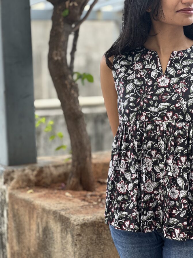 Noir Bloom Peplum Top - Image 2